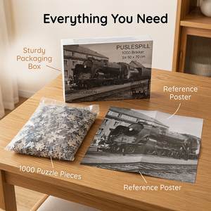 Rompecabezas de tren en blanco y negro de 1000 piezas, rompecabezas retro de fotografía ferroviaria para actividades familiares y decoración de pared - Product Image 4