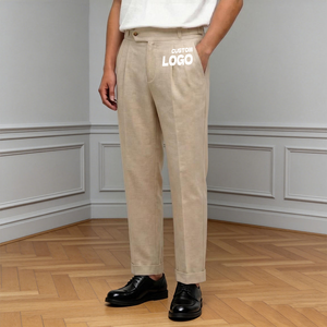 Pantaloni Casual da <span class=keywords><strong>Uomo</strong></span> in <span class=keywords><strong>Lino</strong></span> a Vita Alta, Stile Britannico, Modello Dritto Estivo, con Fronte Piatto, Ideali per il Pendolarismo - Product Image 1