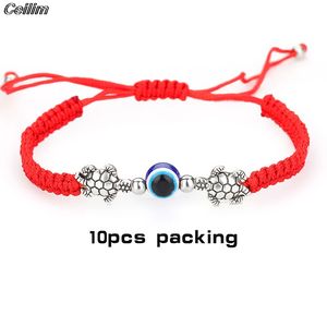 Pulseras hechas a mano de la buena suerte de Ojo Azul <span class=keywords><strong>7</strong></span> <span class=keywords><strong>nudos</strong></span> pulseras de amistad de pareja de hilo rojo - Product Image 4