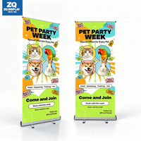 Bannière enroulable personnalisée en aluminium argenté avec cadre rétractable, portable pour la promotion d'événements et la publicité