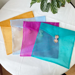 Wholesale Hot Sale Custom Button Different Sizes Packaging Pouch Sheer Organza <b>Gift</b> <b>Envelope</b> Bag - Product Image 4