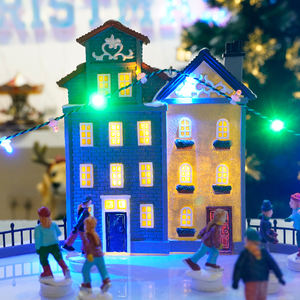 Village de Noël patinable - Scène d'hiver animée avec 10 patineurs mobiles, lumières et musique - Décoration de Noël pour la <span class=keywords><strong>maison</strong></span> - Cadeau - Product Image 3
