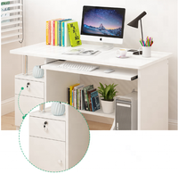 Bureau d'ordinateur en bois intégré avec tiroirs, table d'étude, bureau pour chambre à coucher