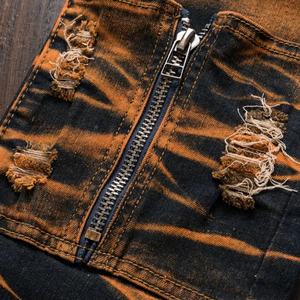 New Men's Vintage Jeans - Unique tiger Pattern, Multiple Zippered <b>Pockets</b> for Slim Fit Style, Suitable for Street and Hip-hop - Product Image 5
