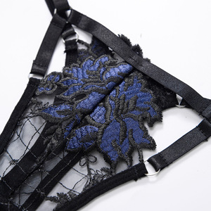 Ensemble de lingerie sculptante sexy en dentelle brodée transparente avec porte-jarretelles à chaîne – Vente en gros - Product Image 4