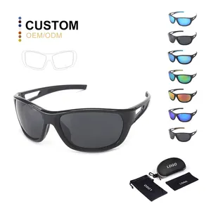 2024 Mode blaue Linse runde Baseballbrille Outdoor individuelles Logo Uv400 Tr90 Radfahren polarisierte Sport-Sonnenbrille für Unisex