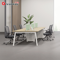 Poste de travail moderne Greatway pour 4 personnes, bureau de personnel dos à dos avec cloison d'intimité verte, structure en acier