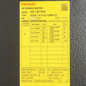 FANUC A06B-1410-B100 มอเตอร์แกนหมุนซีรีส์อัลฟ่า AC สำหรับการควบคุมอุตสาหกรรม การเขียนโปรแกรม PLC การสื่อสาร RS485 - Product Image 2