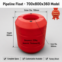 Flotador de tubería de PE de 360 mm de diámetro interior de máxima capacidad, superventas, personalizado OEM, flotador de barcaza de dragado para plataforma offshore de 14 pulgadas con ultra flotabilidad.
