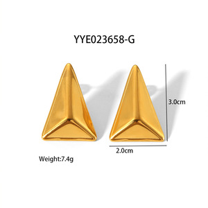 Boucles d'oreilles triangulaires géométriques en acier inoxydable plaqué or PVD 18 carats clous minimalistes anti-ternissement pour femmes Style tendance pour <span class=keywords><strong>cadeau</strong></span> - Product Image 6