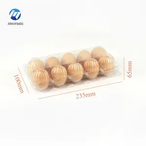 Cartones de huevos de plástico transparente cajas de almacenamiento de huevos de plástico blíster de 10 celdas bandeja de huevos de plástico desechable para mascotas