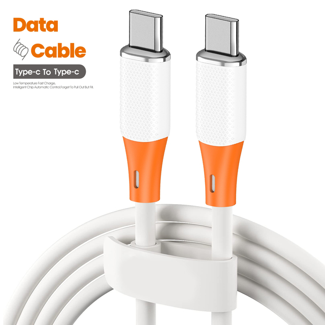 OEM LOGO 6A 66W 3.3FT USB C to USB C Cable PD Fast Charging Silicone Type-C Cable for iPhone 16 15 Pro Max MacBook Samsung