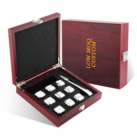 Boîte en bois mat MDF 9 pièces en acier inoxydable glaçons en stéatite refroidissant les boissons marque personnalisée pierres à whisky refroidissantes coffret cadeau