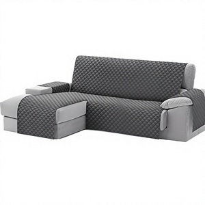 Funda para Sofá Seccional en Forma de L MALU de Textilhome, 240 cm, Acolchado de Poliéster con Diseño de Diamantes, Apta para Mascotas, Universal, Gris - Product Image 1