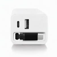Chargeur rapide 65W avec câble rétractable, prise EU, chargeur mural USB-C PD3.0 pour montre connectée, ordinateur portable, tablette, téléphone portable