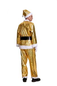 Disfraz de Papá Noel de Poliéster Dorado con Gorro, Cinturón, Guantes y Bolsa de Regalo, Conjunto Completo para Adultos, Traje para Fiesta de Navidad - Product Image 5