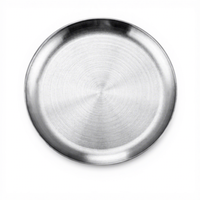 Assiette Ronde Jetable en Acier Inoxydable Style Coréen à Motif Uni pour Dîner, Fête, Barbecue, Plat à Dessert et Collations - Black Donkey