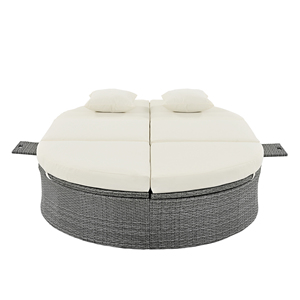 Modern Outdoor Sun <b>Bed</b> Patio 2-Person Daybed Cushions Pillows <b>Rattan</b> Iron <b>Frame</b> Garden Reclining Chaise Lounge Adjustable - Product Image 3