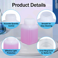 Bouteille carrée en PEHD à col étroit de 20 ml à 500 ml pour liquides chimiques, impression sérigraphique, logo personnalisé, flacon d'échantillon de laboratoire