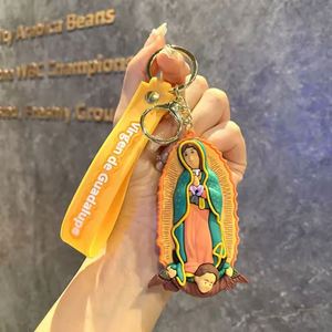 Porte-clés religieux en PVC souple, pendentif Vierge Marie Jésus pour clés de voiture, breloque de sac, bijou, cadeau - Vente en gros - Product Image 4