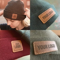 Bonnet personnalisé homme femme chaud tricoté thermique avec logo tissé personnalisé en acrylique uni pour l'hiver