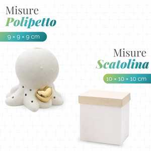 Set Diffusore di Aromi in Ceramica a Forma di Polpo con Cuore Dorato 9x9x9 Cm, Deodorante per Ambienti, Regalo Decorativo per Casa o Feste - Product Image 2