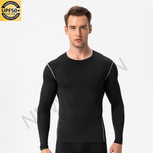 Custom White Gray Sports Running T-shirt Jogging Fitness Gym Tights Long Sleeve <b>Base</b> <b>Layer</b> Men's Sweatshirt - Product Image 1