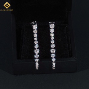 Fine Jewelry GRA Certificate 925 Sterling <b>Silver</b> Gradual Bezel Setting Fashion Moissanite <b>Dangle</b> <b>Earrings</b> - Product Image 1
