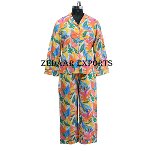 Ensemble de pyjama boutonné imprimé pour femmes ensemble de pyjama de vêtements de nuit confortables personnaliser ensemble de quantité minimale de commande bas - Product Image 5