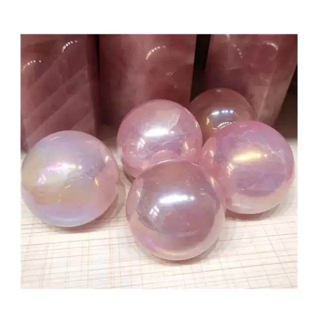 Wholesale natural quartz crystal ball sphere aura rose quartz stone crystal sphere ball