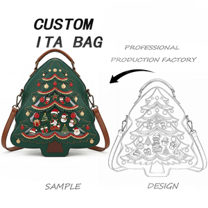 Thiết kế sáng tạo Túi Ita Tùy chỉnh hình cây thông Noel Hình dạng độc đáo Số lượng đặt hàng thấp Túi đeo vai nữ được cá nhân hóa Phong cách thời trang - Product Image 1