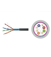 Kabel LAN F/UTP 1m CAT5E Jaket PVC Pelindung Aluminium Foil Konduktor Padat Ripcord Kabel Jaringan OEM