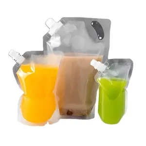 LingJie Nachfüll wasser Flüssig saft Getränke auslauf beutel mit Auf hänge loch Biologisch abbaubare Einweg-Plastiktüte mit Düse