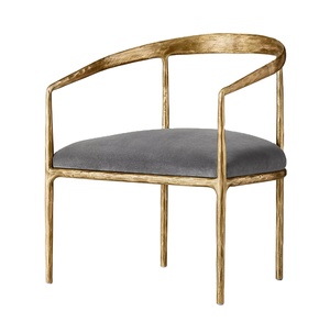 Sassanid OEM living room Furniture Thaddeus Hand forged metal curved arm chair gold vintage Luxury dining chair