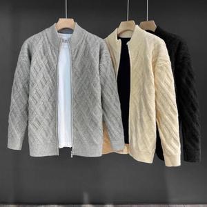 Cárdigan Coreano Informal de Color Sólido para <span class=keywords><strong>Hombre</strong></span>, Suéter de Moda Otoño Invierno con Estilo de Cuadrícula Cruzada, Abrigo de Lana Tejida para <span class=keywords><strong>Hombre</strong></span> - Product Image 6