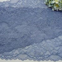 Garniture en dentelle élastique française extensible de 21cm en tissu de dentelle en maille de fleur bleue pour accessoires de vêtements et de sous-vêtements pour femmes