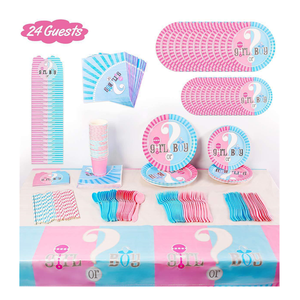 Decoración de fiesta para el género, pancarta desechable para niño o niña, <span class=keywords><strong>vajilla</strong></span> para Baby Shower, confeti de látex, globos, suministros de utilería para fotos - Product Image 3