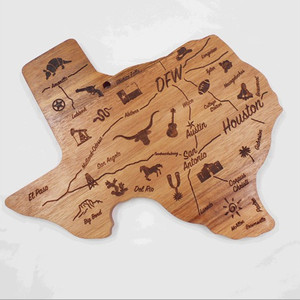 Planche à découper en bois en forme de carte du Texas 35,6x34x1,5cm, bloc de découpe multifonctionnel pour la cuisine - Product Image 1