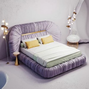 Italiano di lusso di fascia alta su misura in tessuto camera da <span class=keywords><strong>letto</strong></span> Design pieghettato <span class=keywords><strong>letto</strong></span> Hotel Villa 1.5 1.8 metri re grande <span class=keywords><strong>testiera</strong></span> <span class=keywords><strong>letto</strong></span> <span class=keywords><strong>matrimoniale</strong></span> - Product Image 4