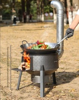 Poêle à bois commercial portable, four de cuisson industriel extérieur pour camping et restauration sur site