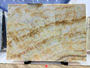 Dalles de quartzite jaune personnalisées, <span class=keywords><strong>pierre</strong></span> d'onyx naturelle translucide, panneau de quartzite cristallin, marbre pour <span class=keywords><strong>décoration</strong></span> murale intérieure et fond de scène - Product Image 1