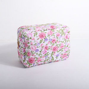 Women's Custom DIY Printed Floral Eco-Friendly Cotton Zipper Large Capacity <b>Cosmetic</b> Bags Portable Travel Makeup <b>Organizer</b> - Product Image 5