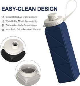 Bouteilles d'eau pliables en silicone étanches sans BPA pour les voyages, la salle de sport, le camping et la randonnée - Product Image 2