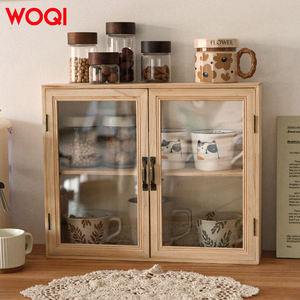 WOQI Vitrine en bois de haute qualité de style rétro avec porte en verre anti-poussière pour chambre à coucher, salon - Product Image 4