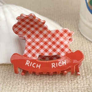 2026 Year New Style Horse PVC Hair Claw Customizable Geometric Hair Accessories Sweet Stripes Hair Clip for Teenagers - Product Image 5