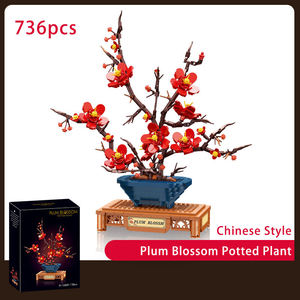 Ensemble de blocs de construction Bonsaï Fleur de Prunier 736 pièces, style chinois traditionnel, décoration maison DIY, cadeau STEM pour la motricité fine - Product Image 4