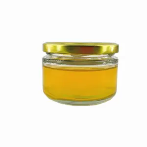 200ml 230ml 8oz flat round shape wide mouth fruit jam sauce caviar coconut oil glass jars with 82mm lug cap