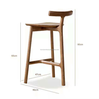 Chaise de bar en cuir HOMU à dossier bas avec base trépied en bois massif, design élégant sans accoudoirs (marron-noix 28 pouces) pour salles à manger d'hôtel