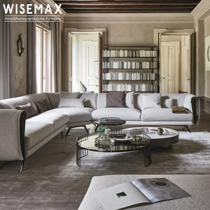 WISEMAX FURNITURE Glamorous Vintage Style Traditional Cotton Linen Elegant Home Stainless Steel Legs <strong>Sponge</strong> <strong>Sofa</strong> <strong>for</strong> Hotel Lobby - Product Image 3
