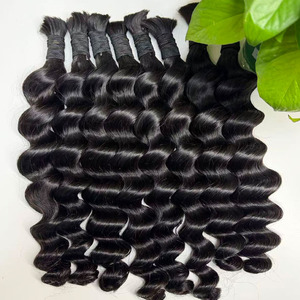 Fournisseur de cheveux naturels noirs bruts indiens en vrac pour tresses, extensions de cheveux bohèmes en gros - Product Image 2